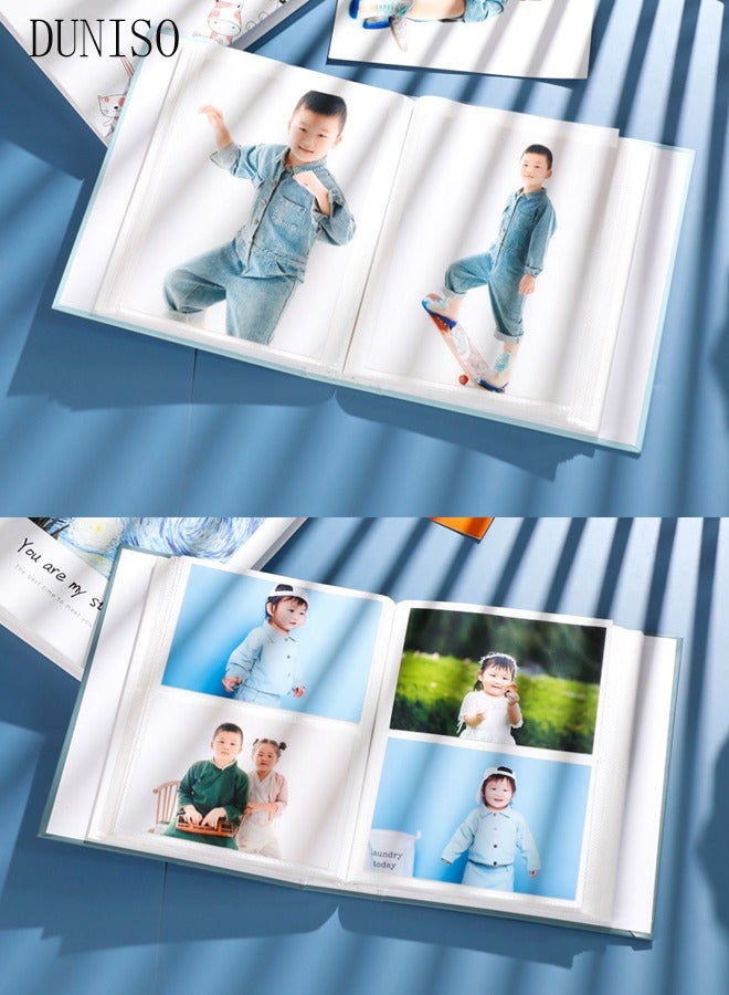 DUNISO 200 Pockets Foil Stamping Photo Album for 6 Inches Photos Portable Photo Album for Family Wedding Boys Girls - Image 2