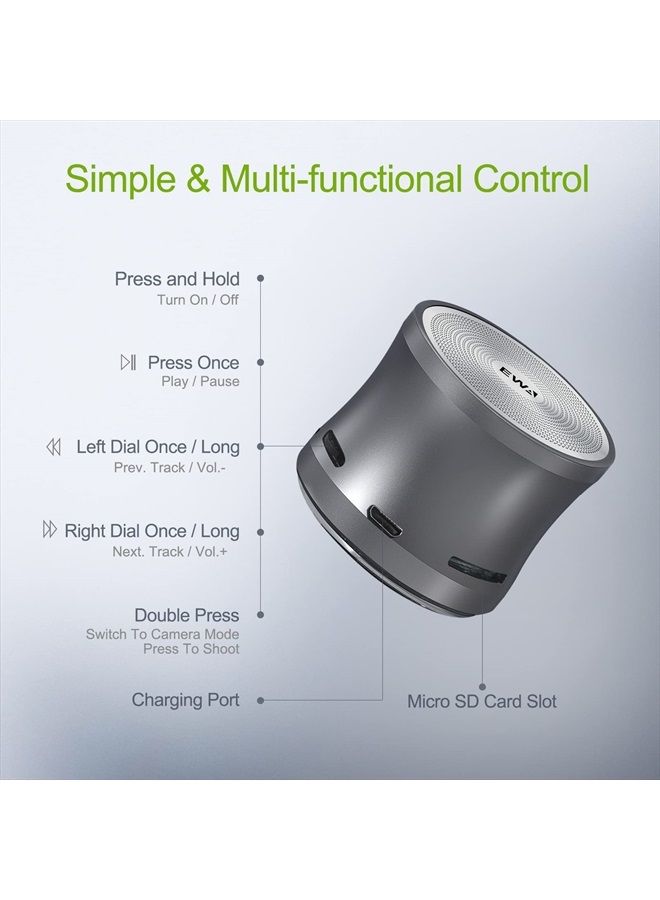 EWA مكبر صوت A109mini بتقنية البلوتوث مع مشعاع جهير، ومكبر صوت محمول عالي الصوت، ومكبر صوت لاسلكي مثالي للسفر في المنزل والمشي لمسافات طويلة والمزيد (رمادي) - Image 3