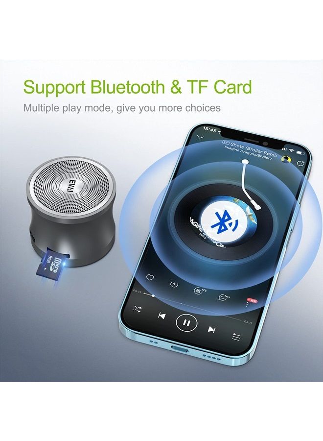 EWA مكبر صوت A109mini بتقنية البلوتوث مع مشعاع جهير، ومكبر صوت محمول عالي الصوت، ومكبر صوت لاسلكي مثالي للسفر في المنزل والمشي لمسافات طويلة والمزيد (رمادي) - Image 4