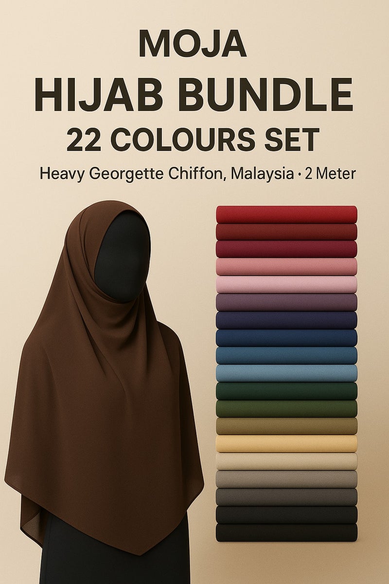 Moja Hijab Bundle – 22 Colours Set | Premium Quality, Soft & Breathable Fabric - Image 1