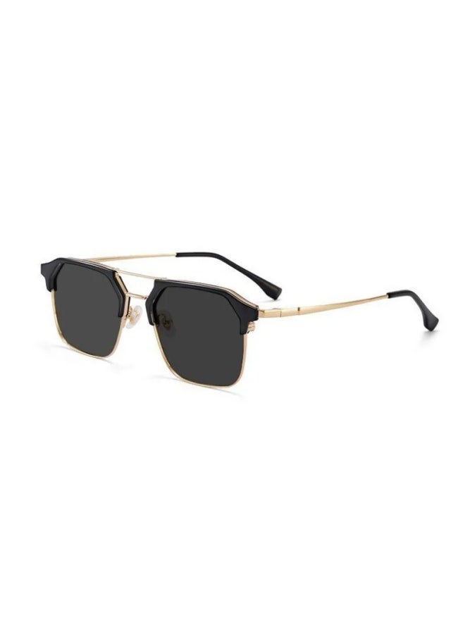Generic - Men with Degree Driving Special Vintage Sun Eyewear Half Frame Myopia Glasses Sunglasses Anti Strong Light Anti UV Sunglass Gg-Lenses Color:Black gold-Frame Color:-550 - Image 1