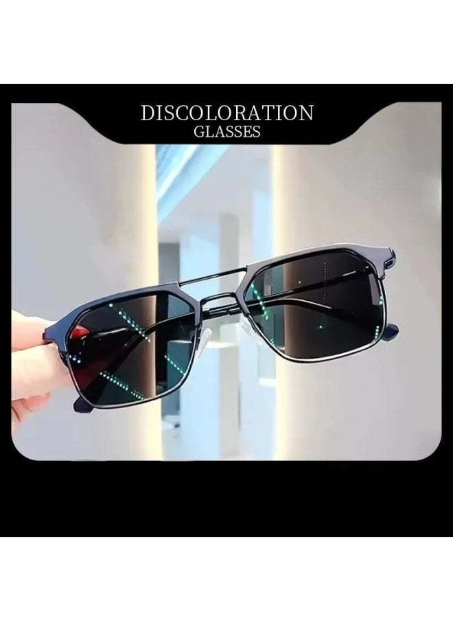 Generic - Men with Degree Driving Special Vintage Sun Eyewear Half Frame Myopia Glasses Sunglasses Anti Strong Light Anti UV Sunglass Gg-Lenses Color:Black gold-Frame Color:-550 - Image 1