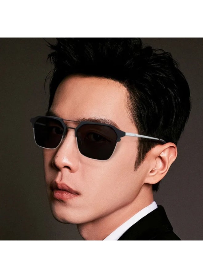 Generic - Men with Degree Driving Special Vintage Sun Eyewear Half Frame Myopia Glasses Sunglasses Anti Strong Light Anti UV Sunglass Gg-Lenses Color:Black gold-Frame Color:-550 - Image 1