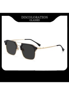 Men with Degree Driving Special Vintage Sun Eyewear Half Frame Myopia Glasses Sunglasses Anti Strong Light Anti UV Sunglass Gg-Lenses Color:Black gold-Frame Color:-550