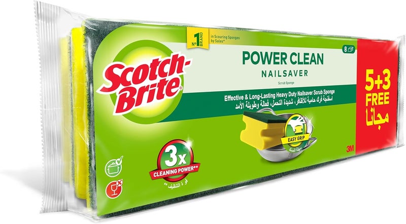 Scotch Brite Scotch-Brite Heavy Duty Nail Saver Scrub Sponge - 8 Units - Image 2