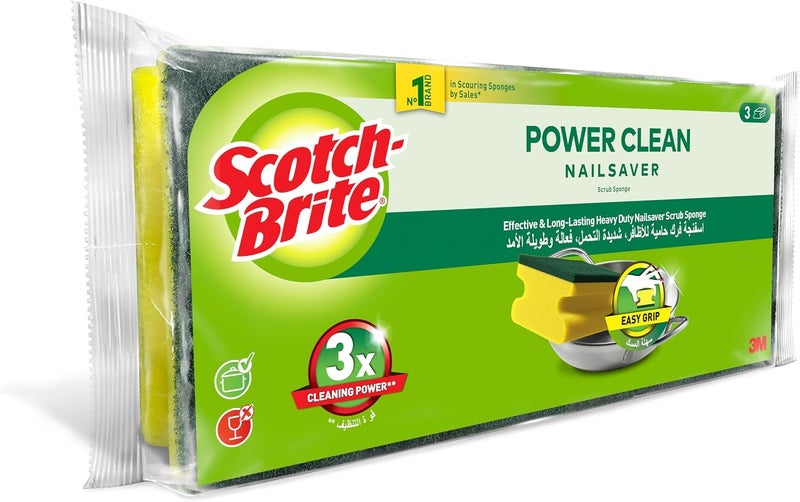 Scotch Brite إسفنجة تنظيف سكوتش-برايت الثقيلة الكلاسيكية لحماية الأظافر 8 وحدات 5 3 خالية من العبوة - Image 2