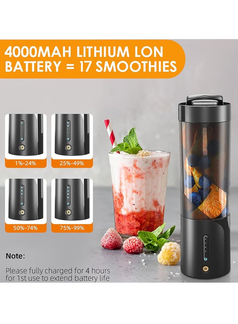AMINAC Portable Blender, Cordless Smoothie Maker with 16 Oz Cup and Leakproof Lid, Durable Stainless Steel Blades, Magnetic Rechargeable, Black - Image 3