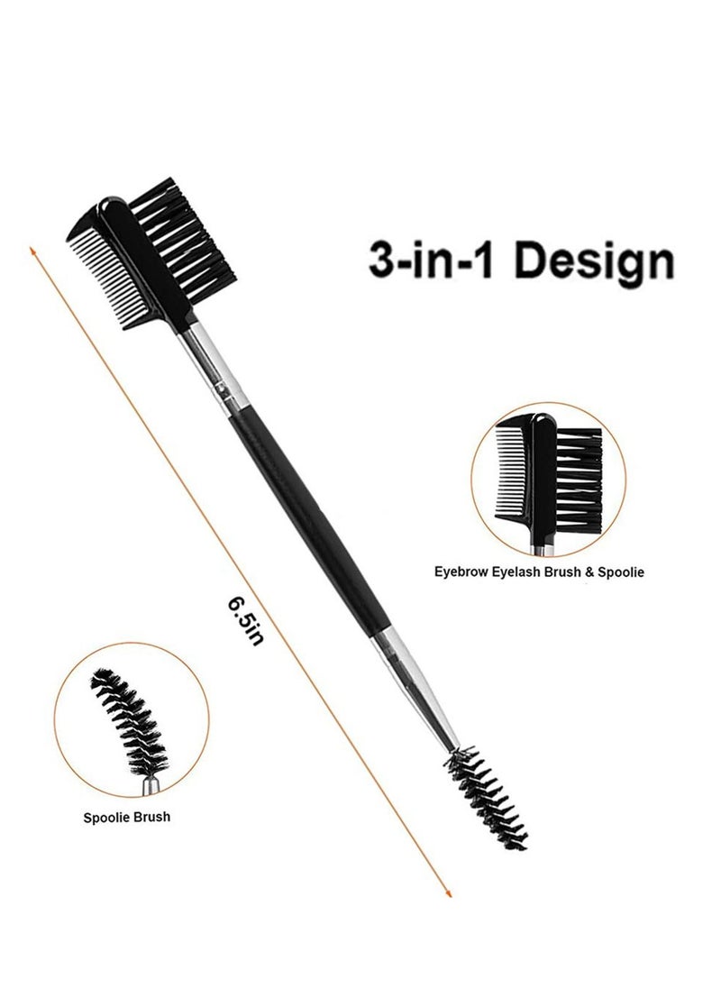 SYOSI Eyebrow Eyelash Shaper Eyelash Comb and Eyebrow Brush Dual Comb Eyebrow Brush Double Head Eyebrow Brush Eyebrow Eyelash Makeup Grooming Tool for Women Girls Cosmetic Travel (Black)  - Image 2