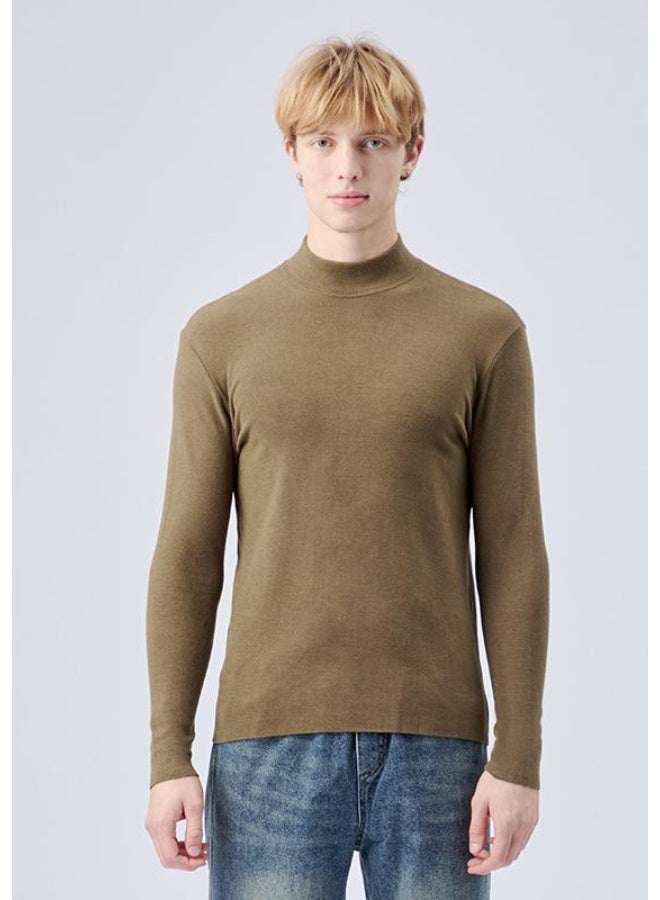 NIBEMINENT تي شيرت رجالي بأكمام طويلة و ياقة عالية لخريف و شتاء، تصميم ضيق، قطن مريح و قابل للتنفس، سهل الارتداء - Image 1