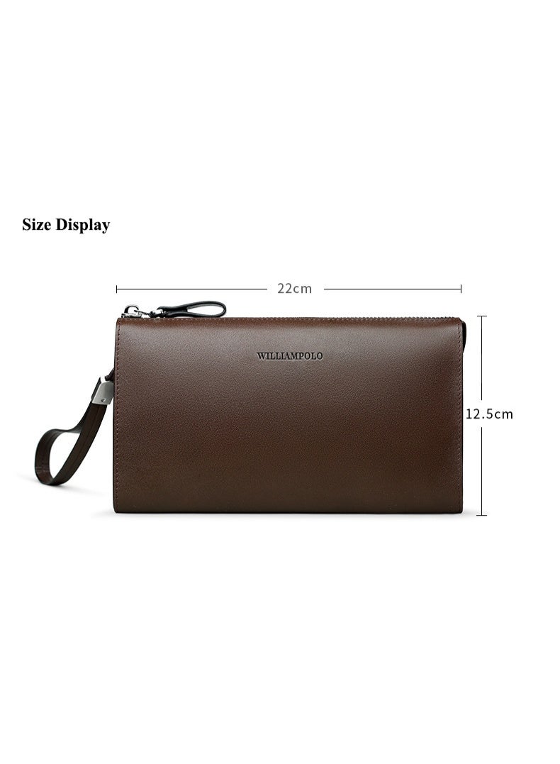 ويليامبولو كيس ويليامبولو للرجال الجلد سعة كبيرة طويلة محفظة رأس طبقة الجلد الأعمال حقيبة تحت الذراع - Image 3