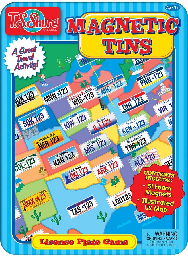 Bendon Ts Shure License Plate Games Magnetic Activity Tin With Foam Magnet Sheet 50519  - Image 1