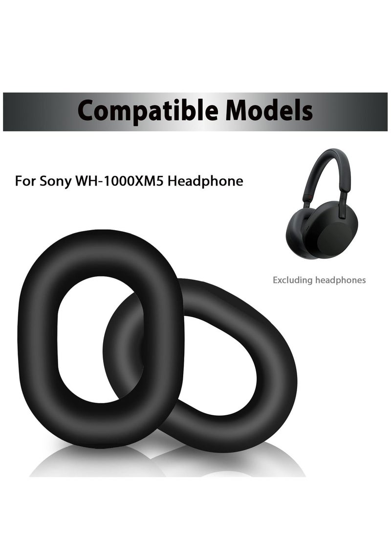 Soft Earpads Ear Pads for WH-1000XM5 Headphones Earmuff Easy-to-Clean Covers Earpads Covers Headset Accessories Soft Silicone Ear Pads (Black)  - Image 2