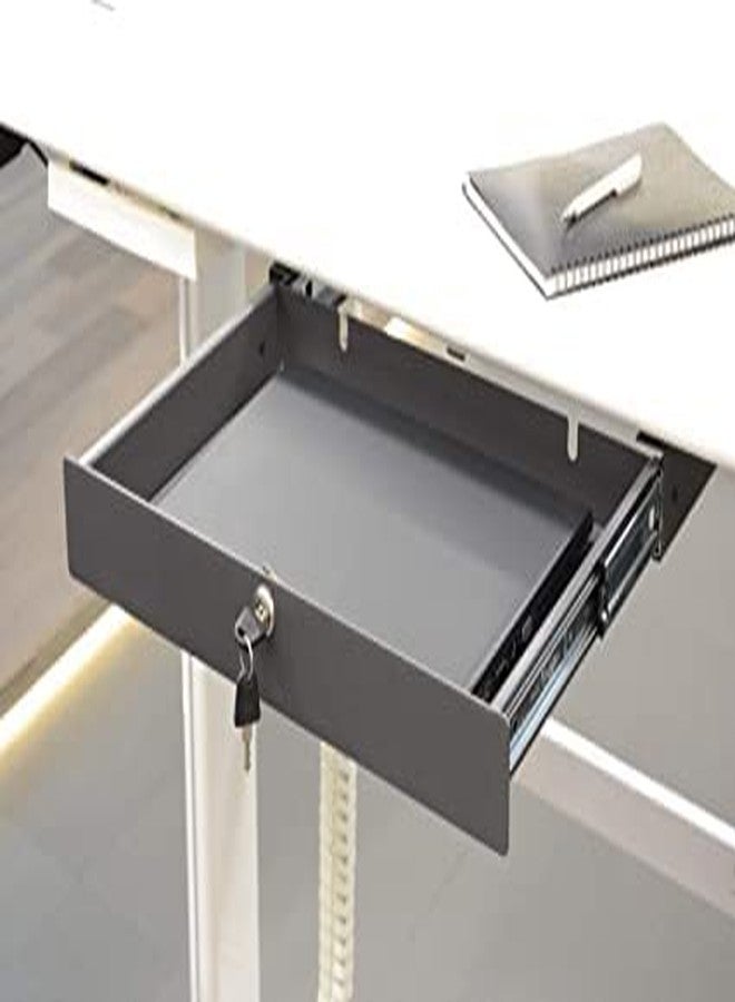 EBCO Steel Desk Drawer With Lock | Drawer For Table/Desk | Safe Laptop/Important Documents Drawer For Home And Office | Single/Separate Drawer For Office Appliance - Anthracite - Image 2