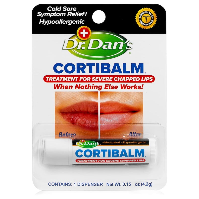 Dr. Dans Cortibalm - 1 Pack - for Dry Cracked Lips - Healing Lip Balm for Severely Chapped Lips - Designed for Men, Women and Children… - Image 1