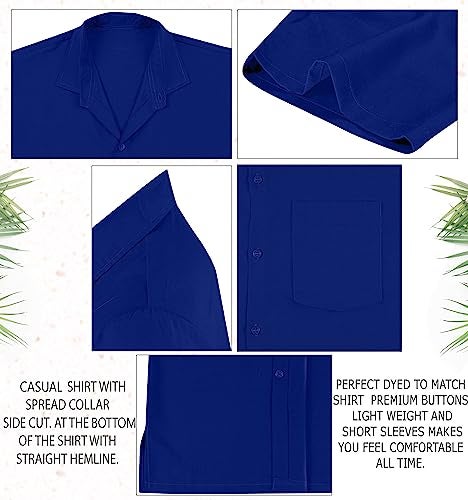 LA LEELA Men's Short Sleeve Button Down Solid Beach Shirts Summer Casual Camp Collared Shirt for Men Business Vacation Work Shirts with Pocket XXL Royal Blue Gifts - Image 5