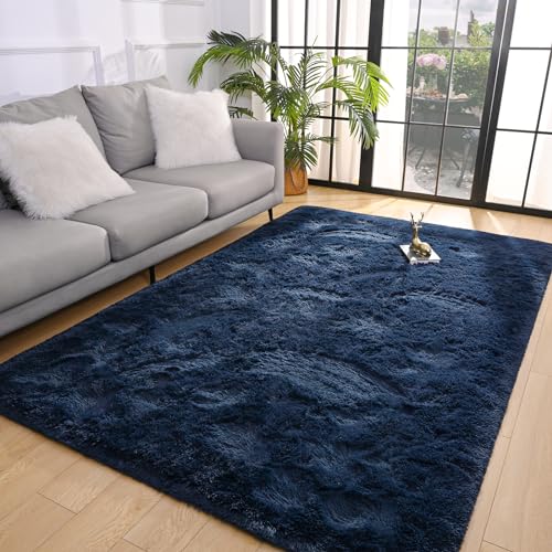 Pettop Fluffy Navy Blue Area Rug for Bedroom Living Room, 3x5 Feet Soft Plush Fuzzy Rugs for Girls Kids Boys, Non-Slip and Washable Rug for Nursery Classroom, Carpet for Rooms Decor - Image 4