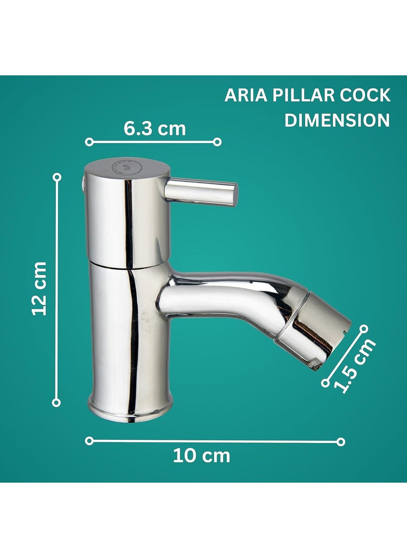 Waterman - WATERMAN® Aria Pillar Tap Faucet (2 Pcs) Brass Body Chrome Finish Deck Mount Water Taps for Kitchen, Bathroom, Sink, Wash Basin, Toilet - Image 1
