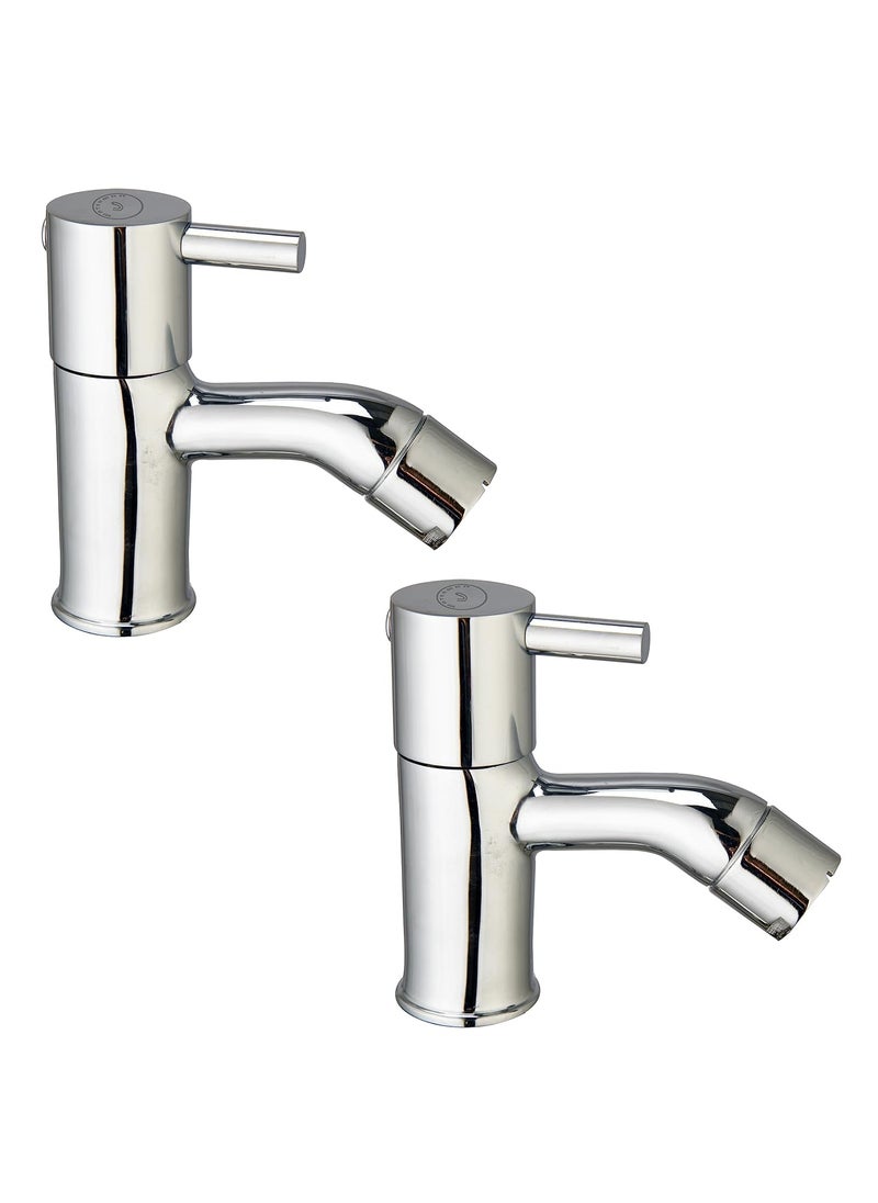 Waterman - WATERMAN® Aria Pillar Tap Faucet (2 Pcs) Brass Body Chrome Finish Deck Mount Water Taps for Kitchen, Bathroom, Sink, Wash Basin, Toilet - Image 1