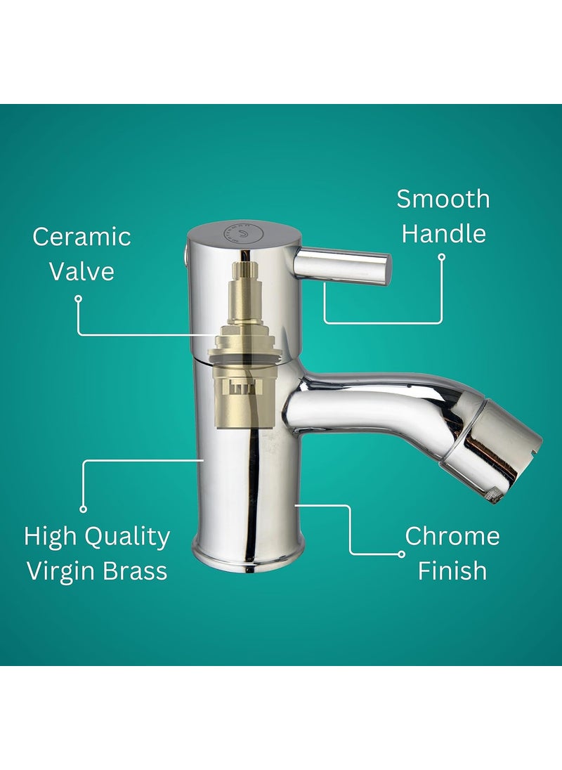 Waterman - WATERMAN® Aria Pillar Tap Faucet (2 Pcs) Brass Body Chrome Finish Deck Mount Water Taps for Kitchen, Bathroom, Sink, Wash Basin, Toilet - Image 1