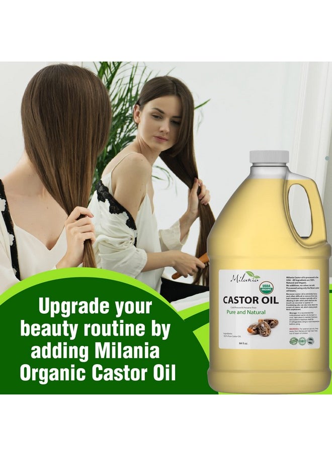 MILANIA - Premium Organic Castor Oil(64 Fl. Oz.) 100% Pure And Hexanefree Coldpressed Beauty & Skincare Serumeyelash & Eyebrow Hair Growth Enhancer - Image 1