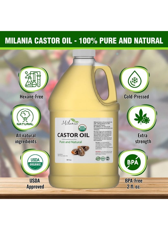 MILANIA - Premium Organic Castor Oil(64 Fl. Oz.) 100% Pure And Hexanefree Coldpressed Beauty & Skincare Serumeyelash & Eyebrow Hair Growth Enhancer - Image 1