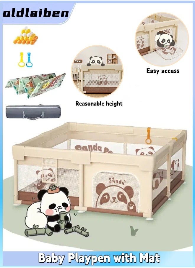 oldlaiben Baby Play Fence, Protective Fence, Baby Indoor Fence, Baby Activity Centre, With Breathable Mesh and Zipper Door, 150*180CM  - Image 1