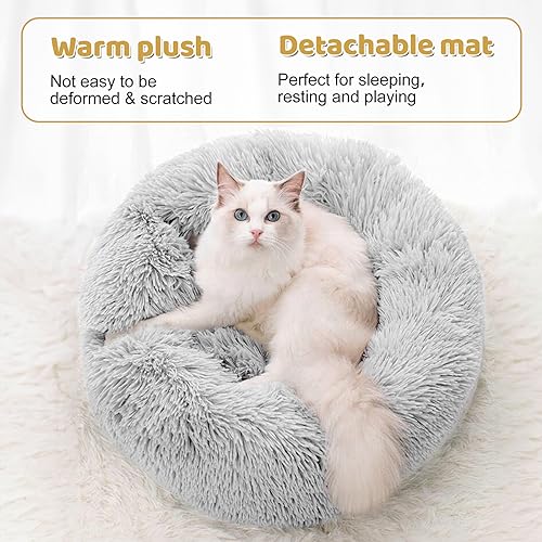 Odoland Cat Tunnel Bed with 20 Cat Toys - Indoor Plush Kitten Couch,Detachable Cats Cave Donut Tunnel & Soft Kitten Toy Set-Cozy Cat Furniture Grey - Image 3