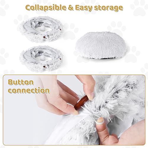 Odoland Cat Tunnel Bed with 20 Cat Toys - Indoor Plush Kitten Couch,Detachable Cats Cave Donut Tunnel & Soft Kitten Toy Set-Cozy Cat Furniture Grey - Image 5