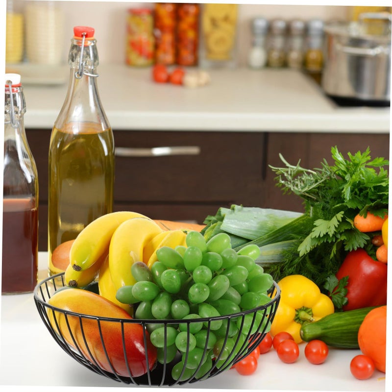 Black Metal Wire Fruit Bowl Modern Hollow Design for Kitchen Counter and Dining Table - Image 3