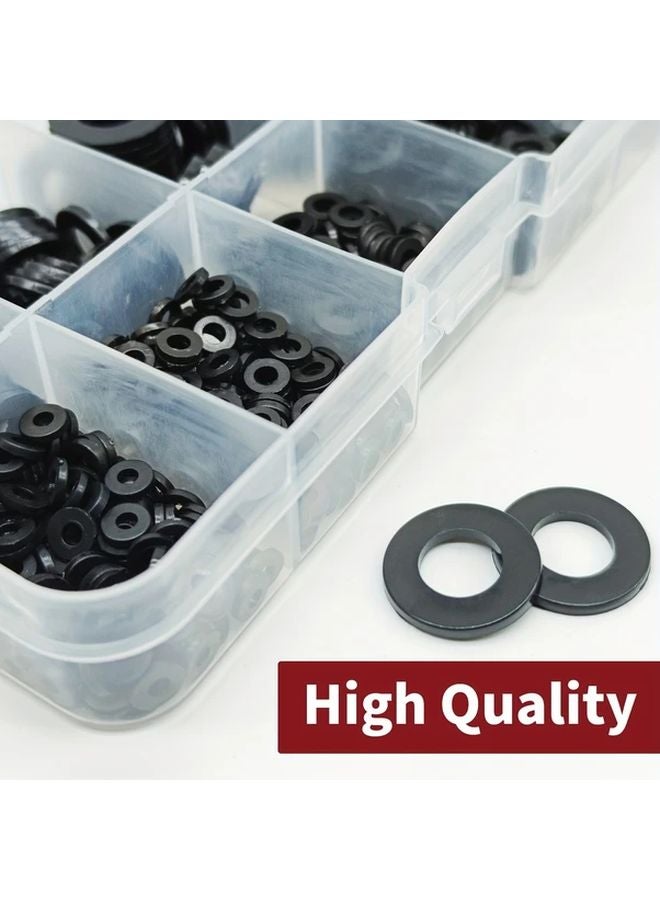 660pcs Black Nylon Flat Washer Assortment Kit M2 M10 For Electrical Connections - Image 4