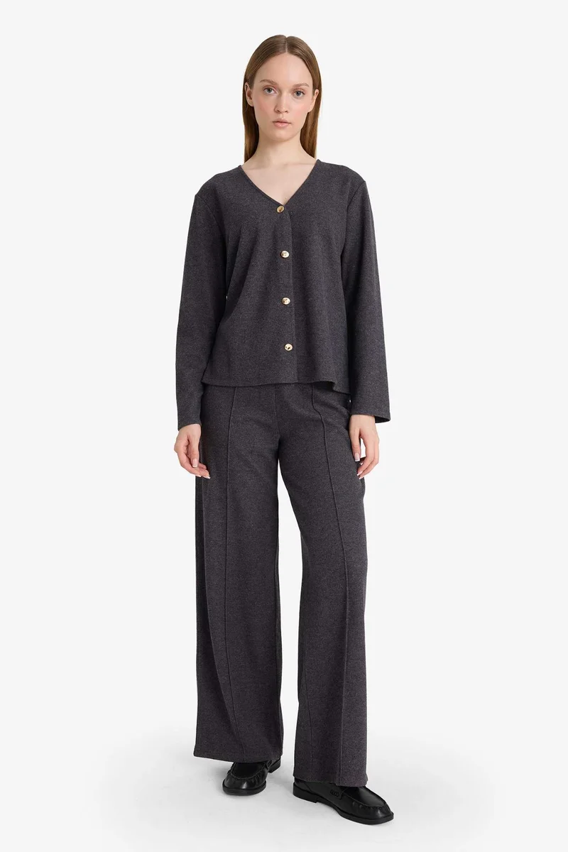 DeFacto Regular Fit V-Neck Pique Cardigan