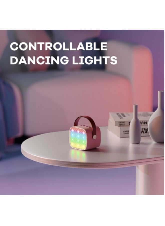 Mini Karaoke Machine for Kids Adults, Portable Bluetooth Karaoke Speaker with 2 Wireless Mics and LED Color Lights,Karaoke Gifts for Girls and Boys Birthday Home Party(Pink)  - Image 3