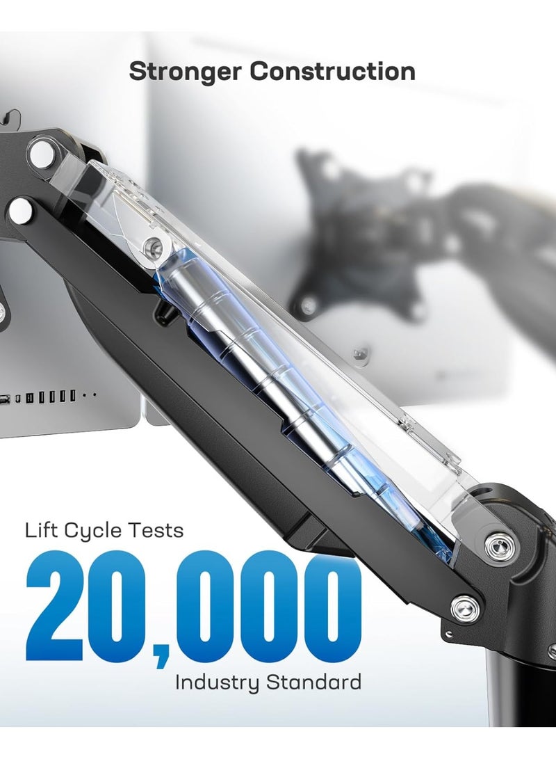 حامل شاشة مزدوج لشاشات من 13 إلى 27 بوصة – ذراع غاز قابل للتعديل – يناسب الشاشات المسطحة والمنحنية – VESA 75x75/100x100 مم - Image 2