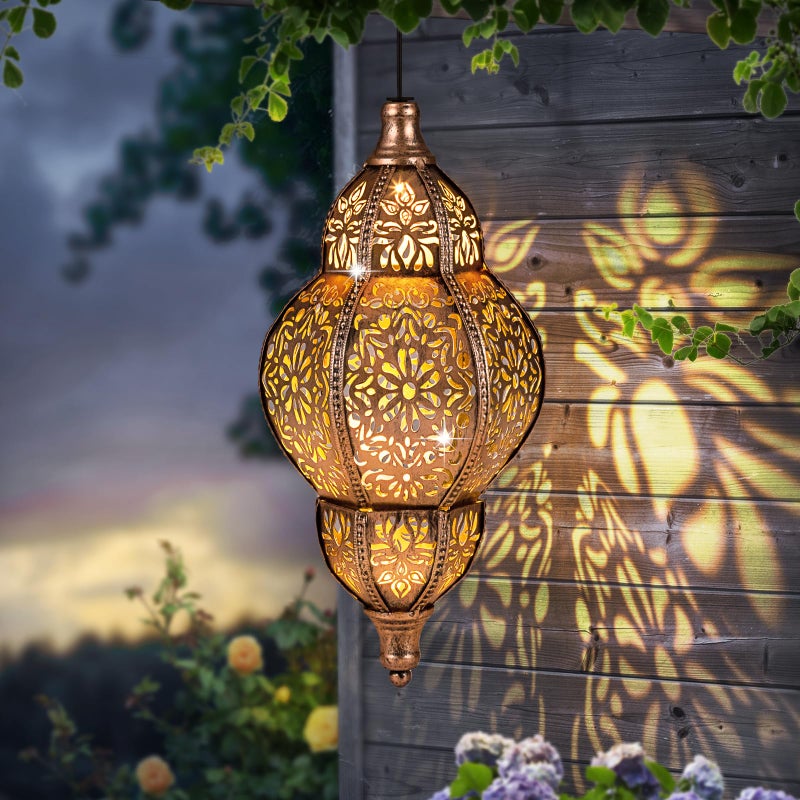 SUCUY Solar Lanterns Outdoor Waterproof, Hanging Solar Lantern Garden Decor, Decorative Garden Lights for Yard, Patio, Lawn, Porch, Unique Housewarming Gifts (Moroccan) - Image 1