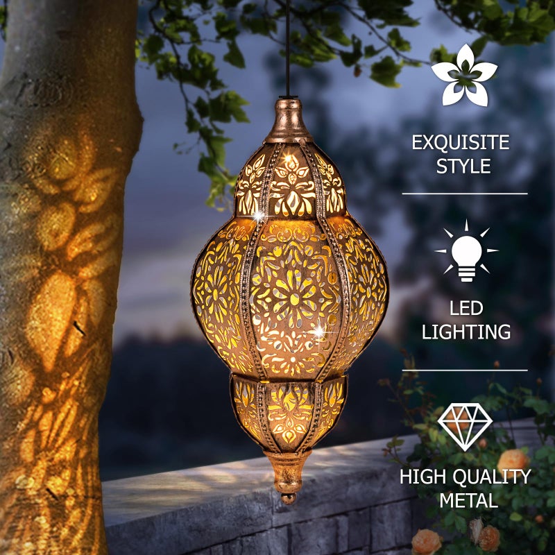 SUCUY Solar Lanterns Outdoor Waterproof, Hanging Solar Lantern Garden Decor, Decorative Garden Lights for Yard, Patio, Lawn, Porch, Unique Housewarming Gifts (Moroccan) - Image 2