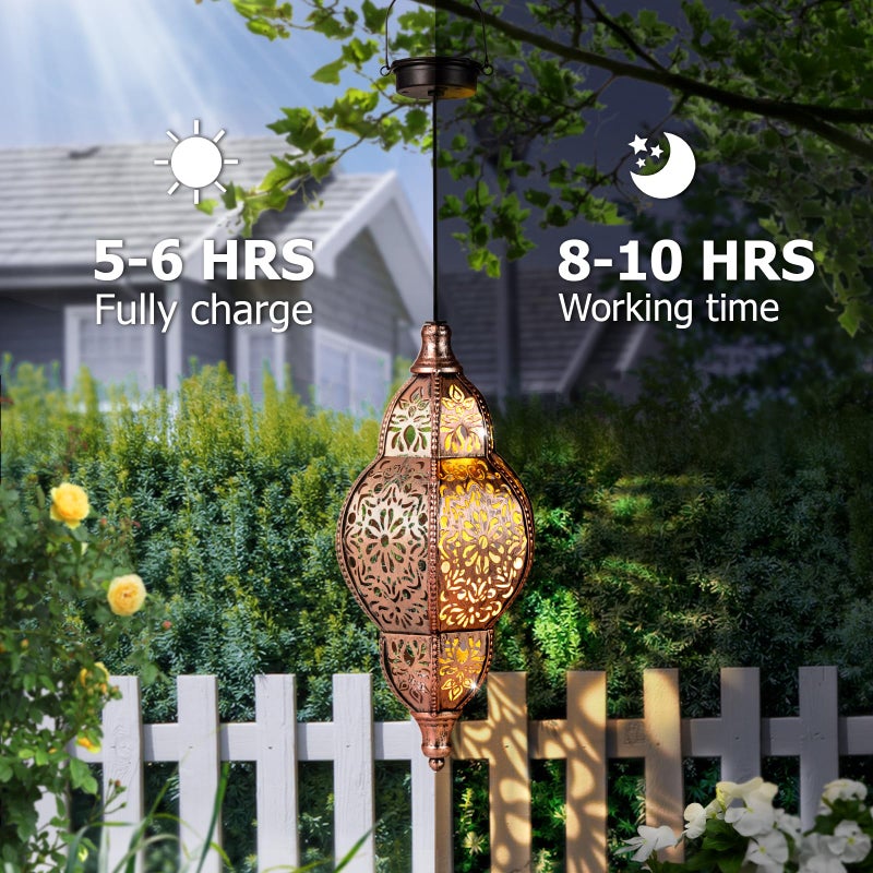 SUCUY Solar Lanterns Outdoor Waterproof, Hanging Solar Lantern Garden Decor, Decorative Garden Lights for Yard, Patio, Lawn, Porch, Unique Housewarming Gifts (Moroccan) - Image 5