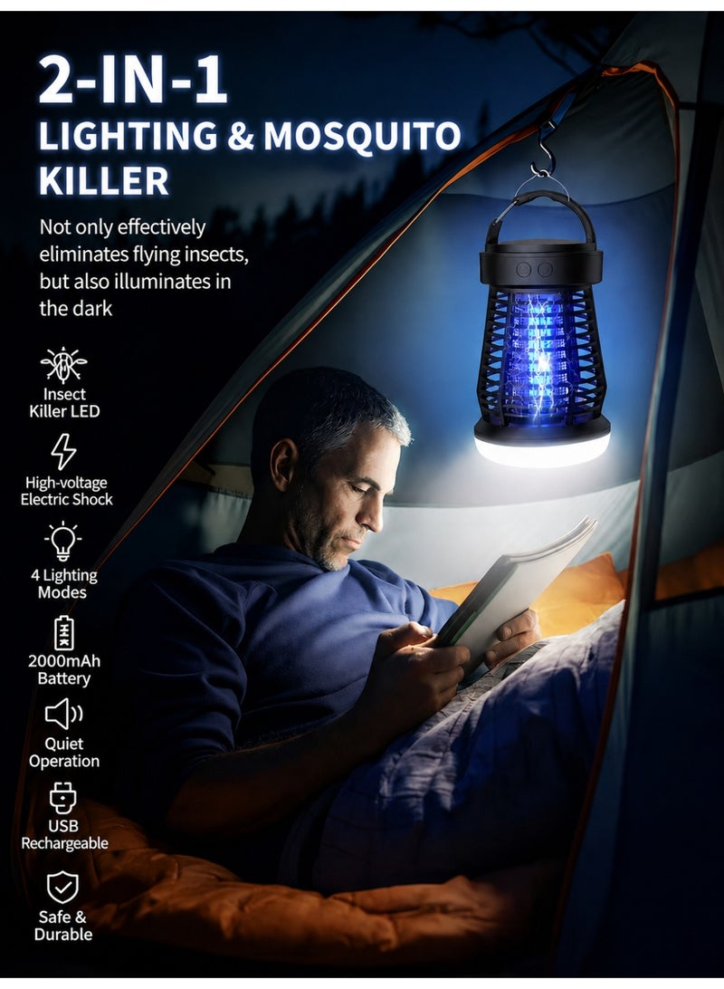YXPRO Electric Bug Zapper, Rechargeable Mosquito Killer Lamp with LED Camping Light, 2-in-1 Portable Insect Zapper with 2000mAh Battery, USB-C Mosquito Trap for Home, Patio, Garden, Tent and Camping - Image 2