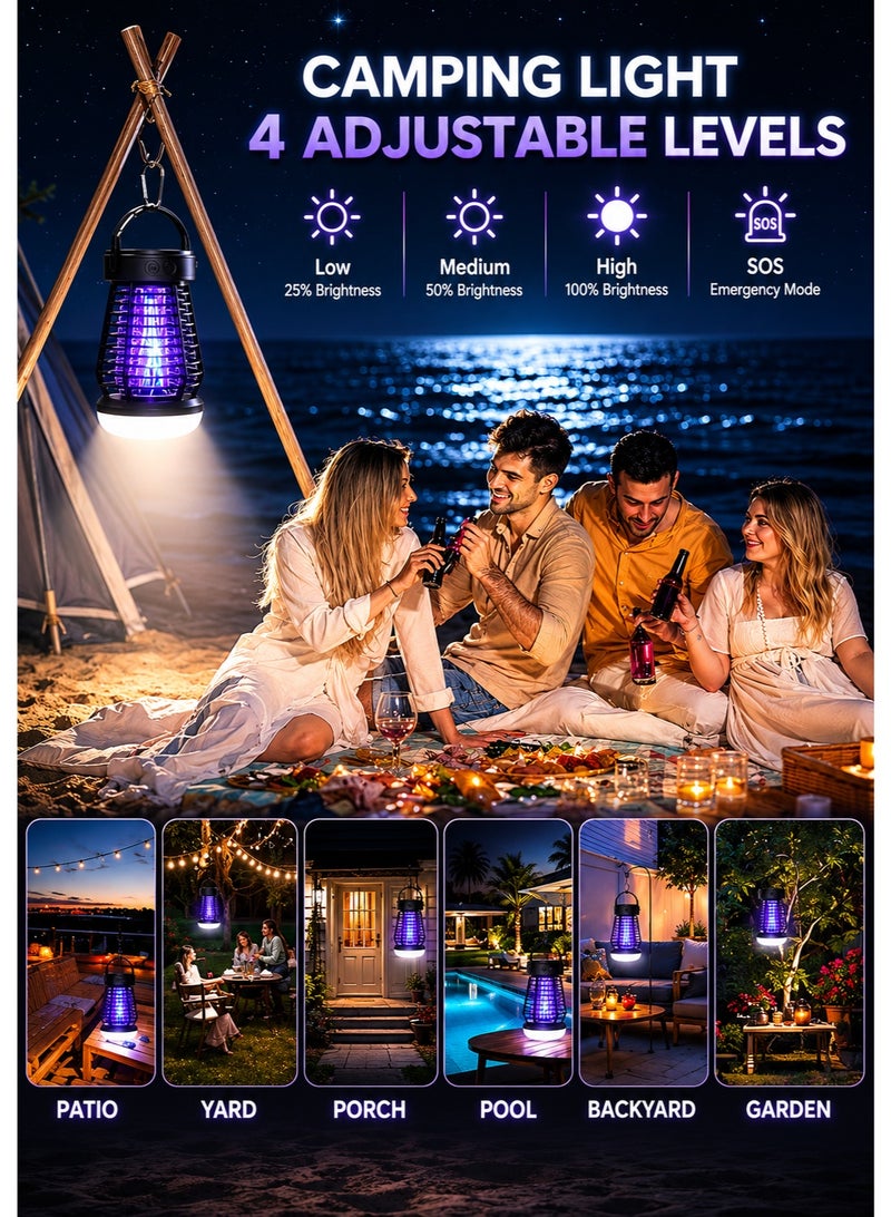 YXPRO Electric Bug Zapper, Rechargeable Mosquito Killer Lamp with LED Camping Light, 2-in-1 Portable Insect Zapper with 2000mAh Battery, USB-C Mosquito Trap for Home, Patio, Garden, Tent and Camping - Image 4