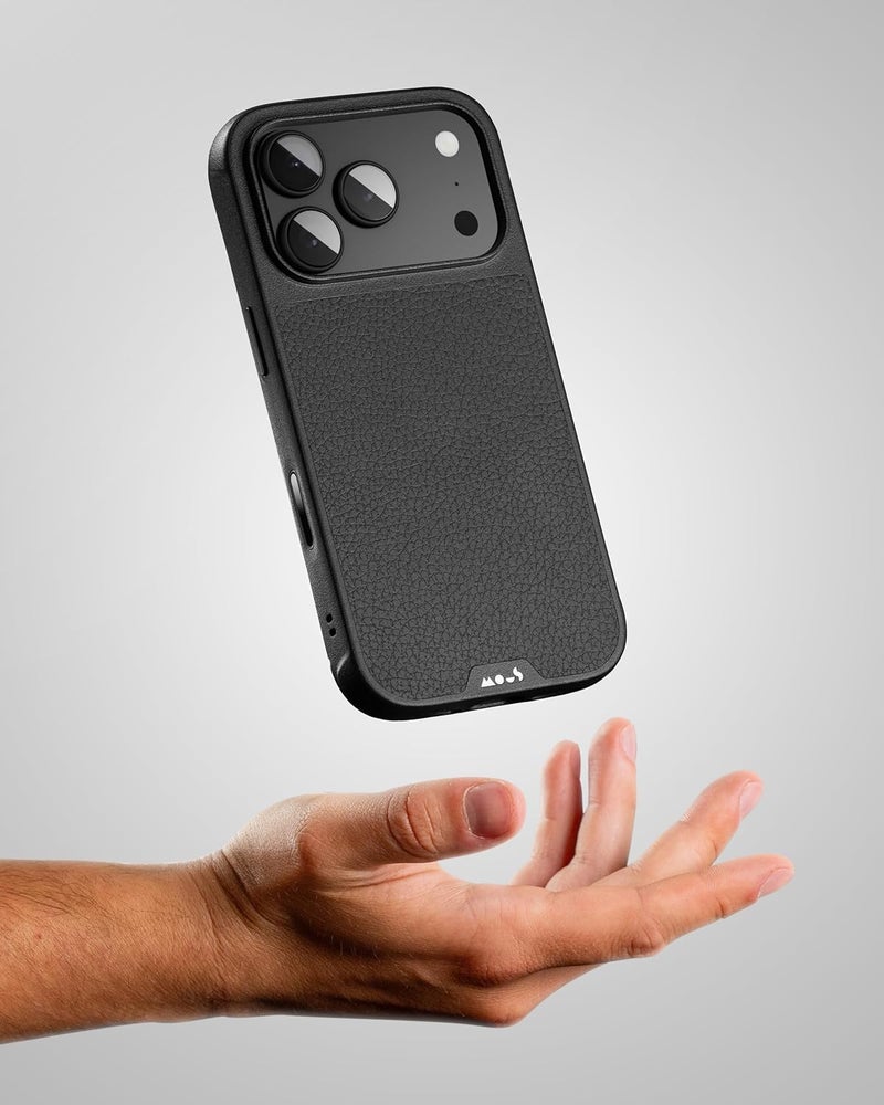 ماوس حافظة لهاتف iPhone 17 Pro، زر التحكم في الكاميرا، متوافقة مع Qi2 MagSafe - Limitless - جلد فاخر - مقاومة للصدمات والخدوش، أسود - Image 4