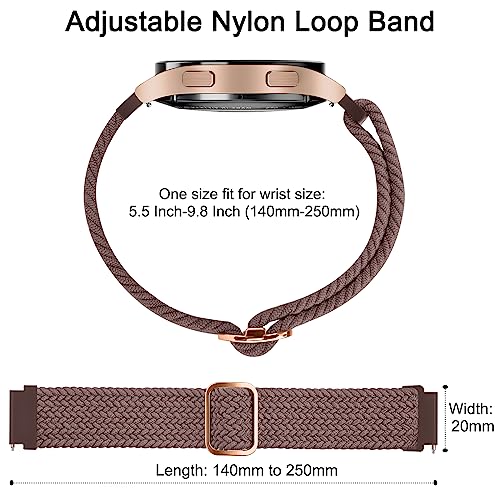 Tobfit Strap Compatible for Samsung Galaxy Watch 6/6 Classic (Watch Not Included), Nylon Single Loop Woven Band for 20mm SmartWatch, Belt for Men & Women (Smokey Mauve) - Image 4