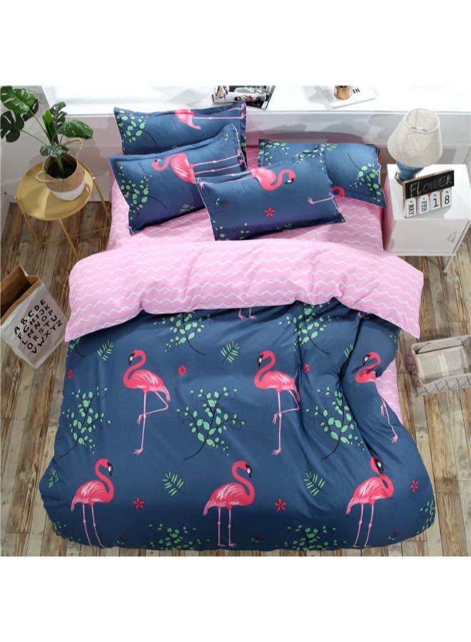 Beauenty 4-Piece Printed  Duvet Cover Set Polyester Pink/Blue/Green - Image 1