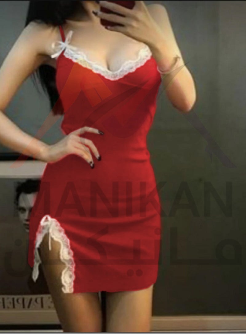 MANIKAN MANIKAN Women's Short Lingerie with One-Sided Open Design and Lace Trimmed Edges  - Image 4