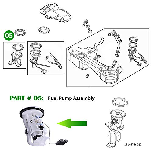 YHTAUTO Electric Fuel Pump Assembly with Sending Unit Compatible with BMW E46 Series 323i/328i 1999-2000, 323Ci/328Ci 2000, 325i/325xi/330i/330Ci 2001-2005, 325Ci 2001-2006, 330xi 2001-2004 - Image 2