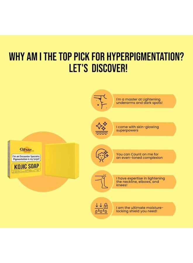 Ghar Soaps Kojic Acid Face Wash 100 ml& Soap 100g | With Kojic Acid, Niacinamide & Turmeric | Fades Pigmentation, Dark Spots & Sun Damage | Brightening & Skin Lightening | For Men & Women | For All Skin Types - Image 2