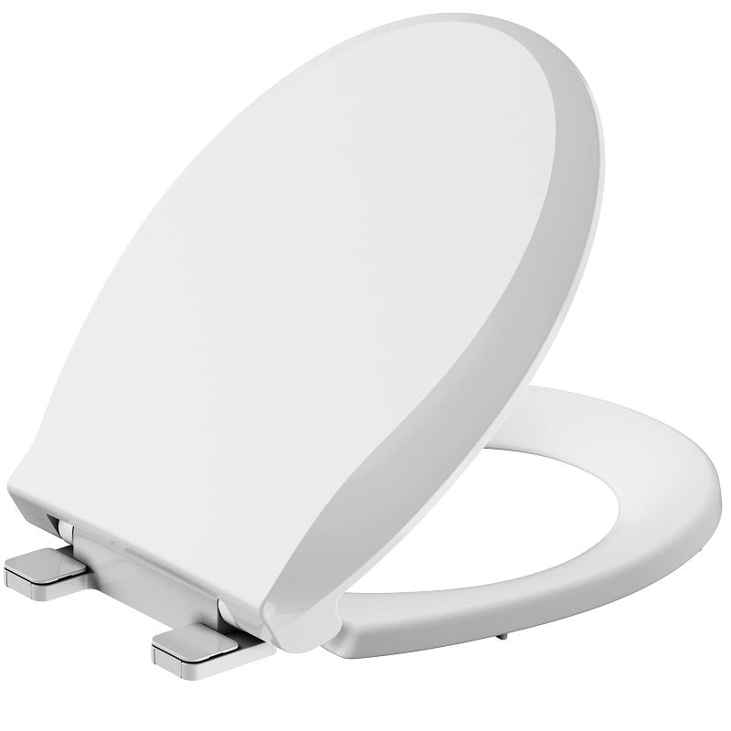 homfan Durable Round Toilet Seat with Slow Soft Close - Easy to Install and Clean, Never Loosens - White, Fits Most Round Toilets - Image 1