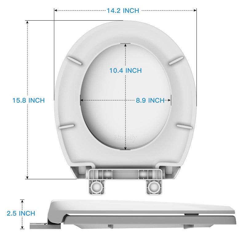 homfan Durable Round Toilet Seat with Slow Soft Close - Easy to Install and Clean, Never Loosens - White, Fits Most Round Toilets - Image 4