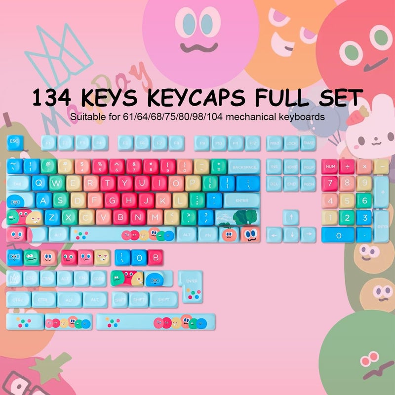 Hyekit PBT Keycaps MOA Profile MayDay Cute Keycaps 130 Keys Dye-Sublimation Kawaii Keycap Set for Cherry MX Magnetic Switches Mechanical Keyboard - Image 2