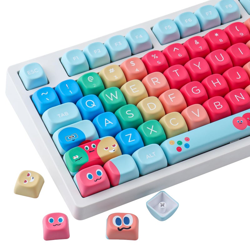 Hyekit PBT Keycaps MOA Profile MayDay Cute Keycaps 130 Keys Dye-Sublimation Kawaii Keycap Set for Cherry MX Magnetic Switches Mechanical Keyboard - Image 1