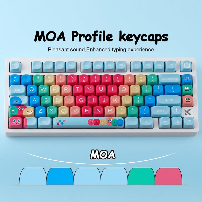 Hyekit PBT Keycaps MOA Profile MayDay Cute Keycaps 130 Keys Dye-Sublimation Kawaii Keycap Set for Cherry MX Magnetic Switches Mechanical Keyboard - Image 4