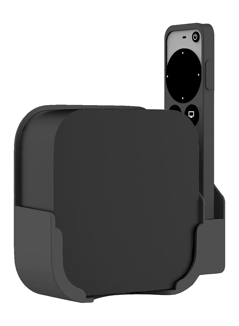 Y&D Wall Mount Bracket for Apple TV 4K with Remote Control Holder 1 Piece Silicone Protective Case (Black) - Image 1